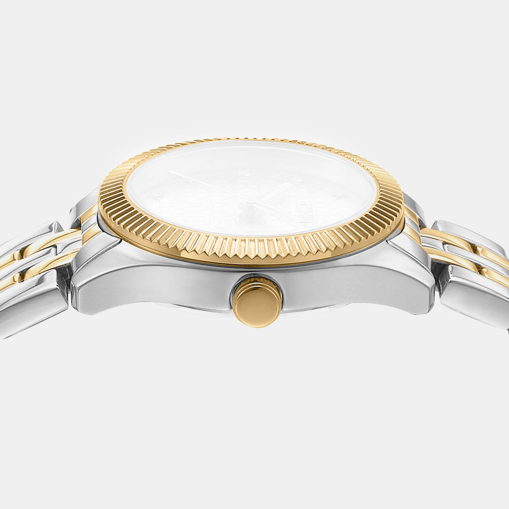 Logo Women Quartz Champagne Dial Analog Stainless Steel Watch DK1L126M0085