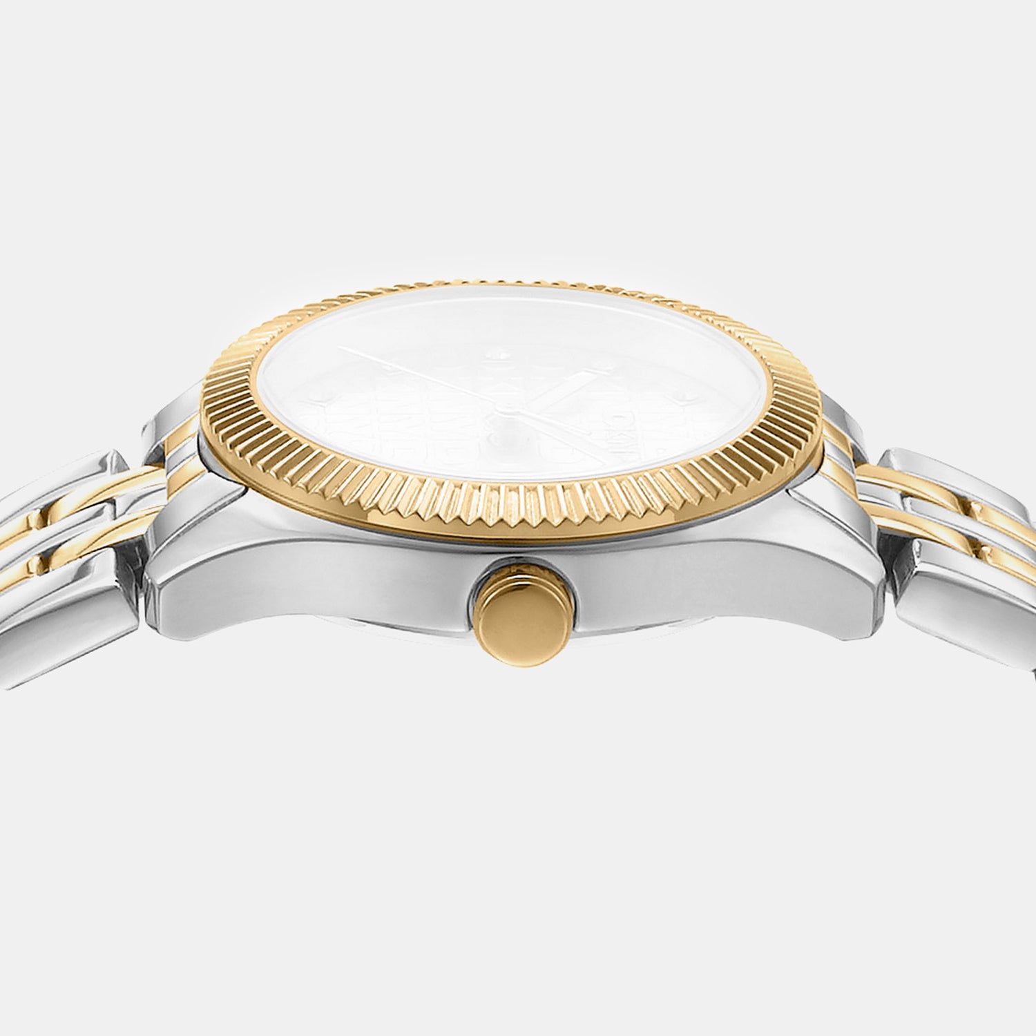 Logo Women Quartz Champagne Dial Analog Stainless Steel Watch DK1L126M0085