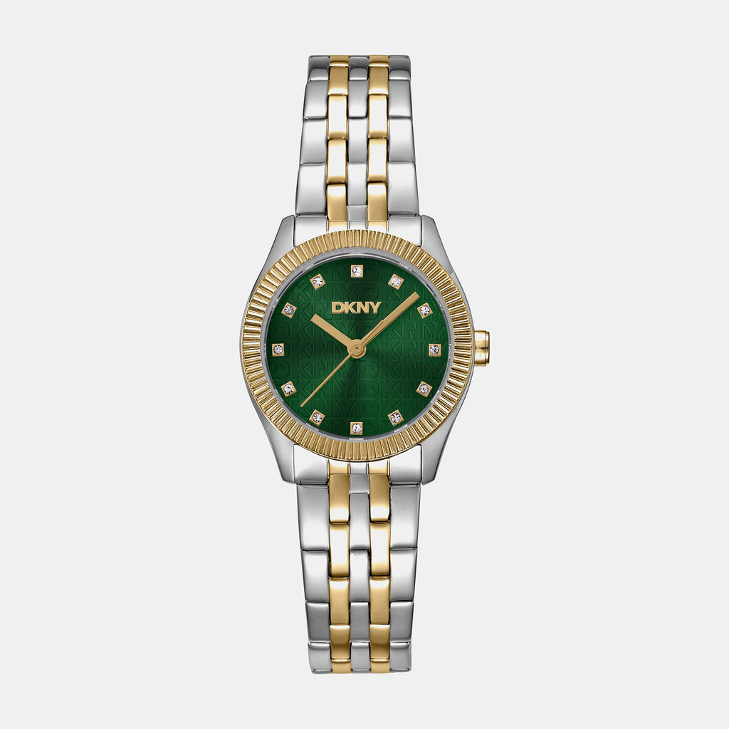 Logo Women Quartz Dark Green Dial Analog Stainless Steel Watch DK1L126M0095