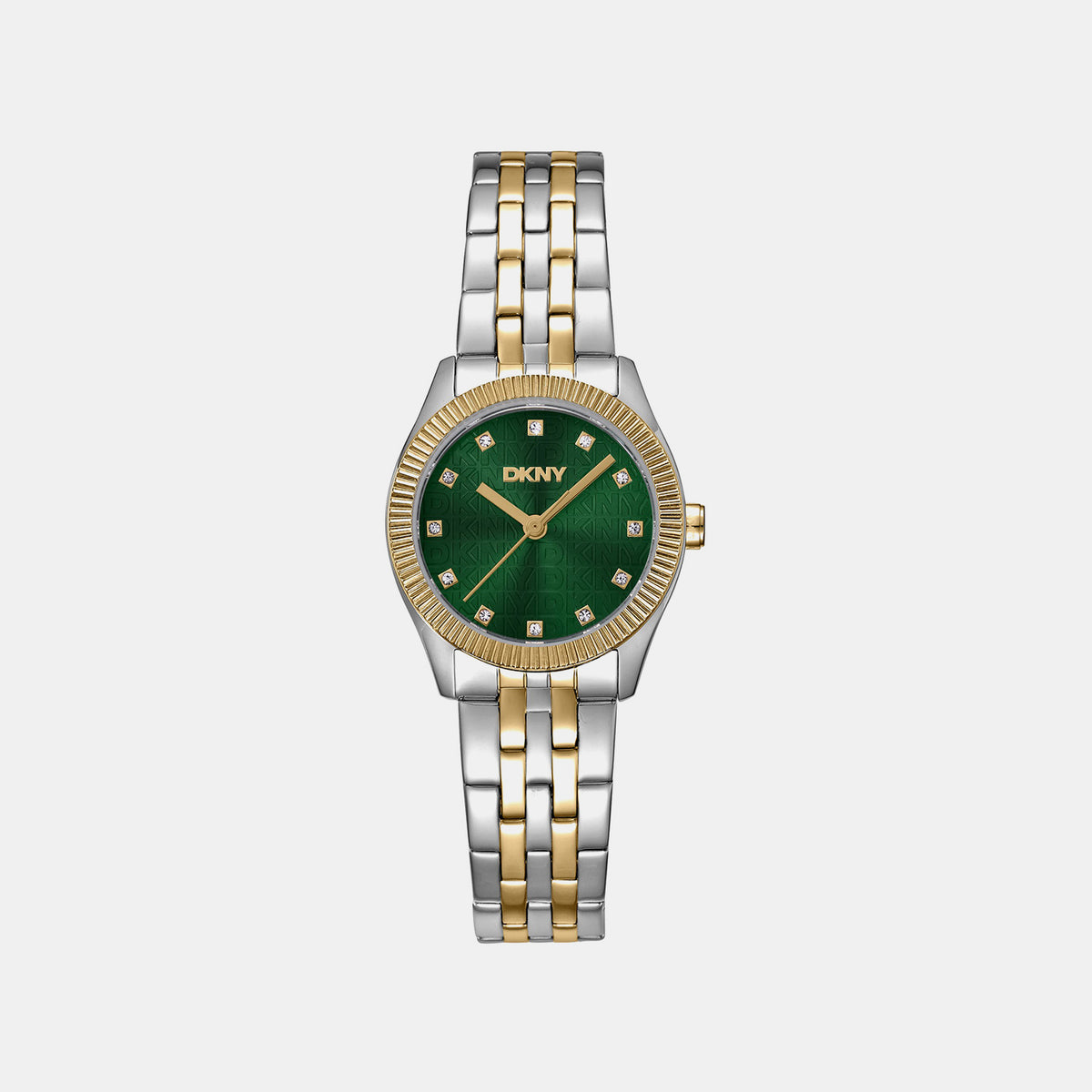 Logo Women Quartz Green Dial Analog Stainless Steel Watch DK1L126M0095