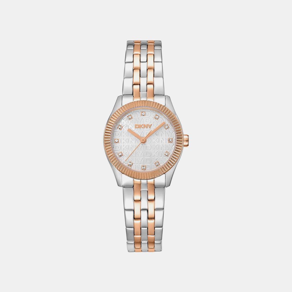 Logo Women Quartz Silver Dial Analog Stainless Steel Watch DK1L126M0105