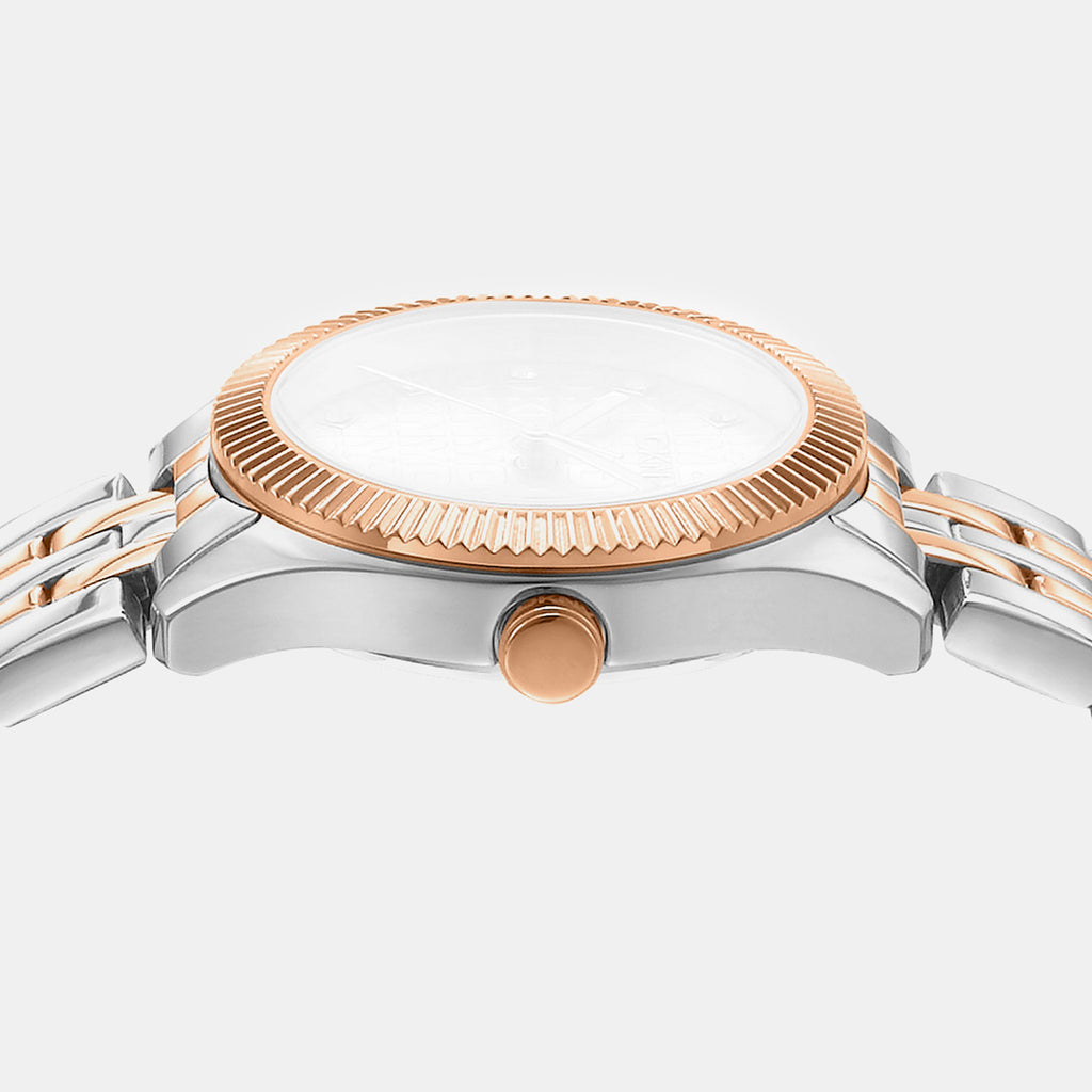 Logo Women Quartz Silver Dial Analog Stainless Steel Watch DK1L126M0105