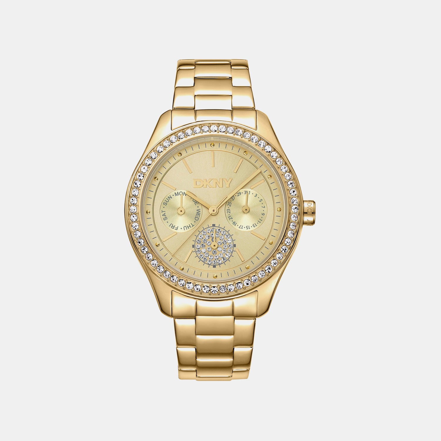 Evening Women Quartz Champagne Dial Multi-Function Stainless Steel Watch DK1L129M0055