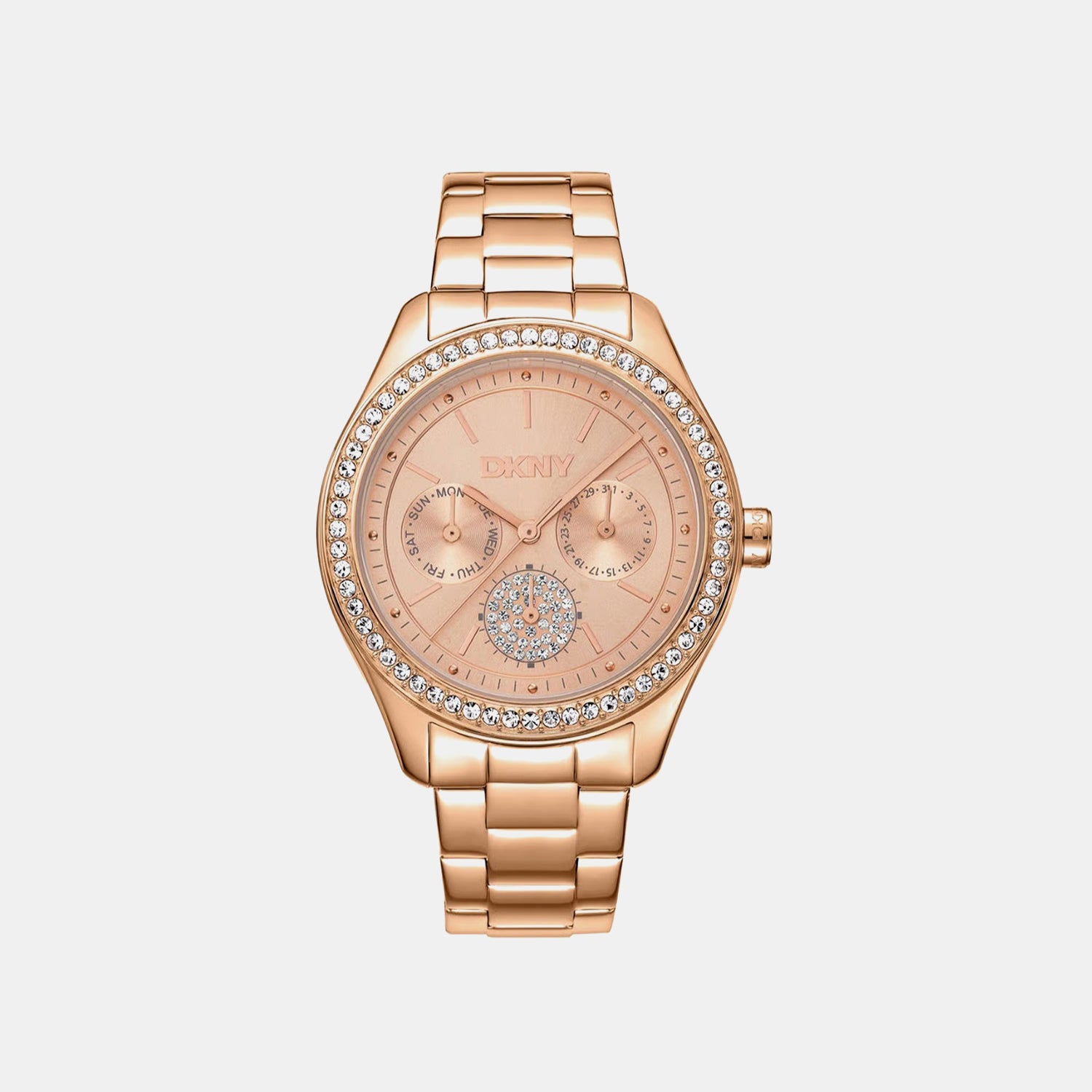 Evening Women Quartz Rose Gold Dial Multi-Function Stainless Steel Watch DK1L129M0065