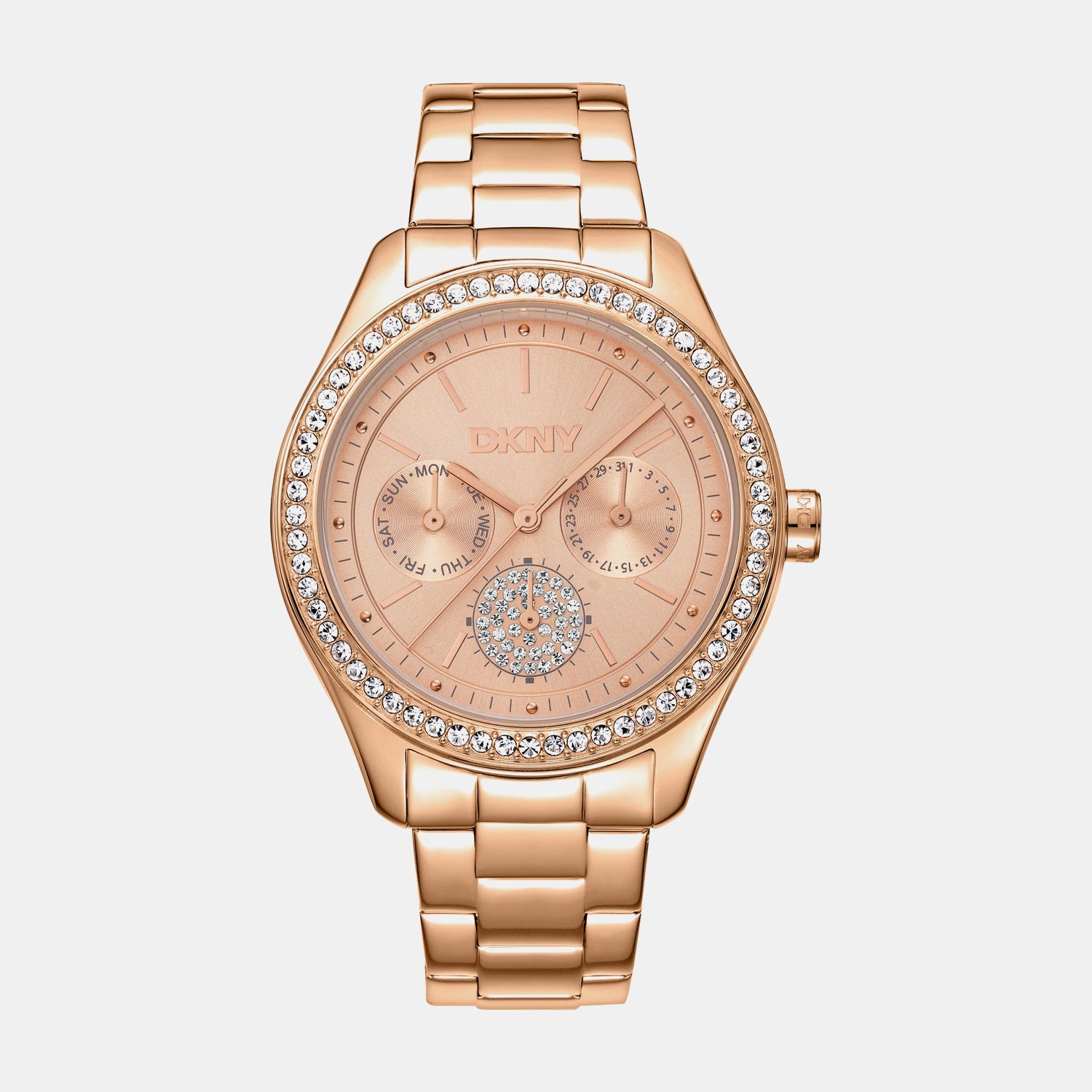 Evening Women Quartz Rose Gold Dial Multi-Function Stainless Steel Watch DK1L129M0065