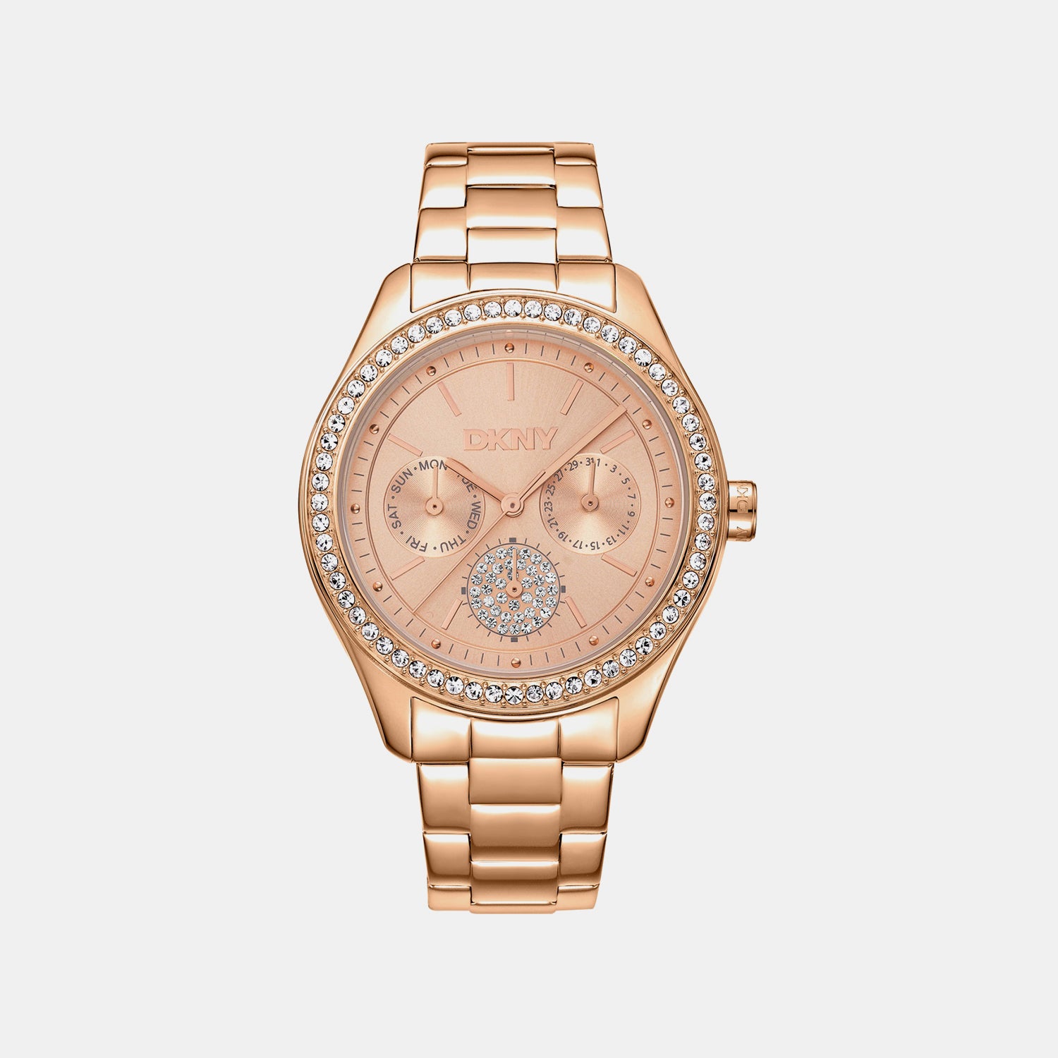 Evening Women Quartz Rose Gold Dial Multi-Function Stainless Steel Watch DK1L129M0065
