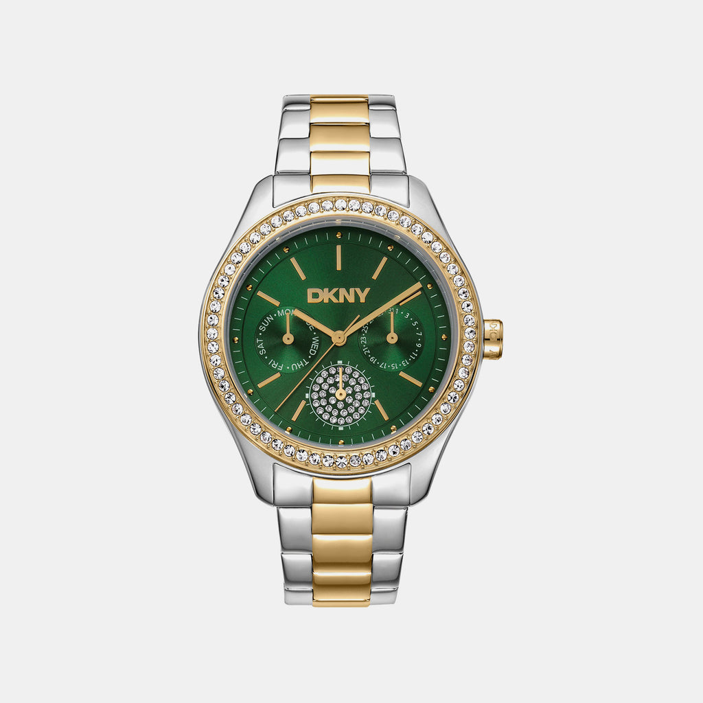 Evening Women Quartz Green Dial Multi-Function Stainless Steel Watch DK1L129M0085
