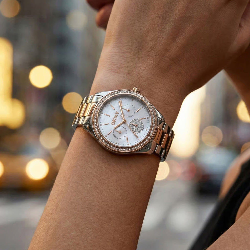 Evening Women Quartz Mother Of Pearl Dial Multi-Function Stainless Steel Watch DK1L129M0095