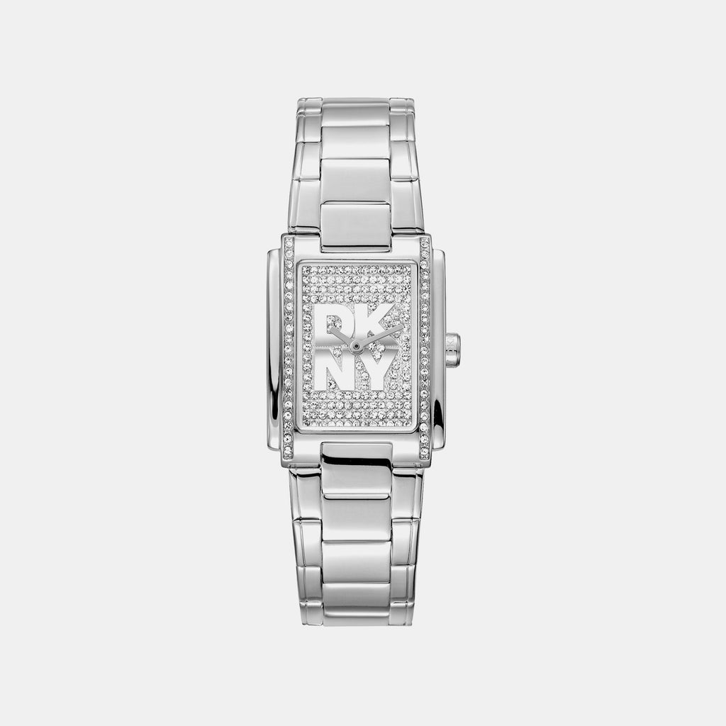 Logo Women Quartz Silver Dial Analog Stainless Steel Watch DK1L140M0015