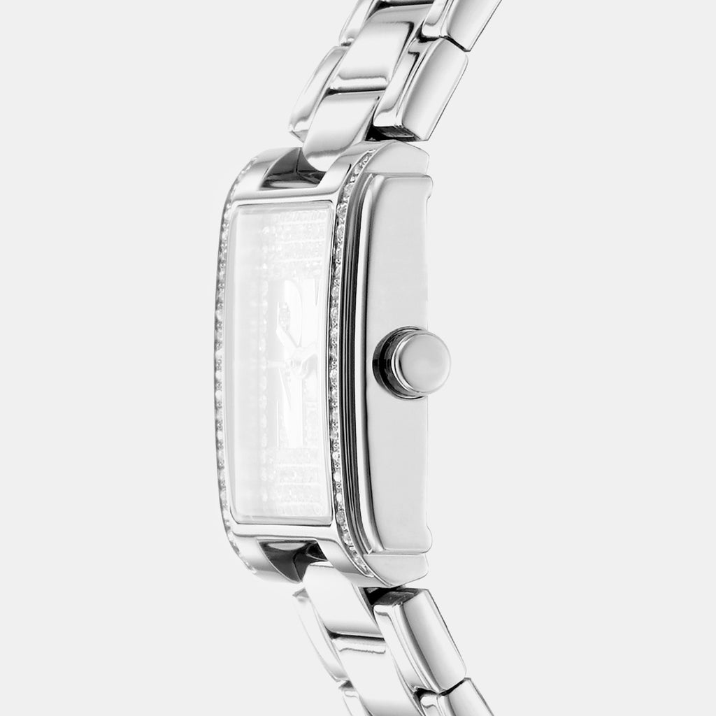 Logo Women Quartz Silver Dial Analog Stainless Steel Watch DK1L140M0015