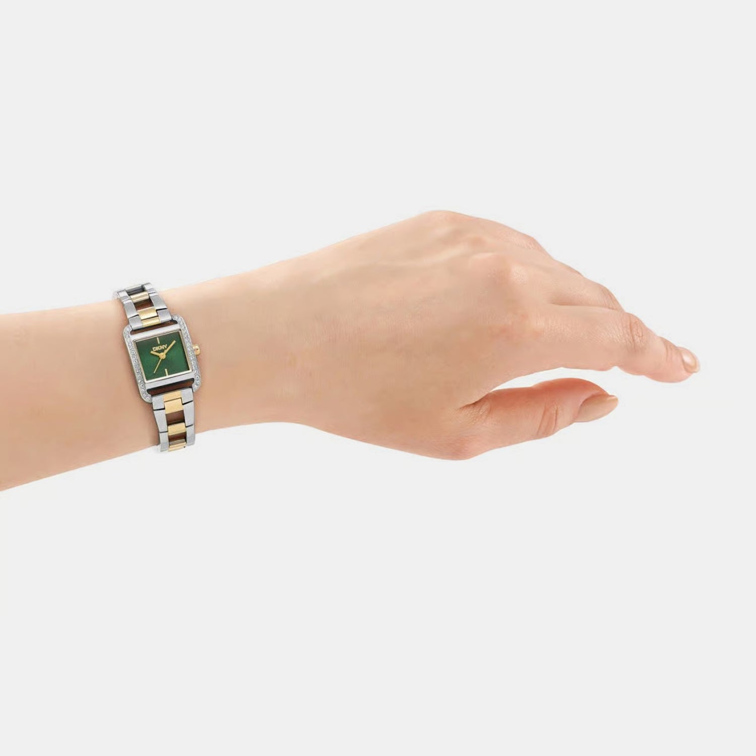 Women Quartz Green Dial Analog Stainless Steel Watch DK1L143M0065