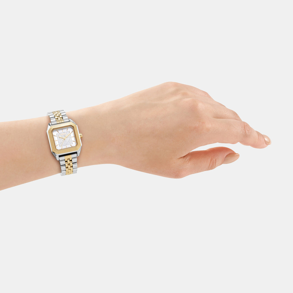 Women Quartz Silver Dial Analog Stainless Steel Watch DK1L154M0255