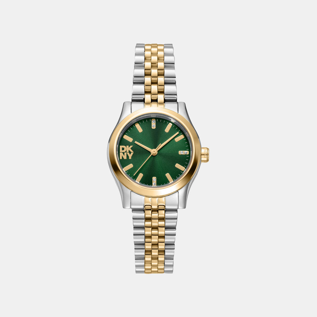Women Quartz Green Dial Analog Stainless Steel Watch DK1L156M0095