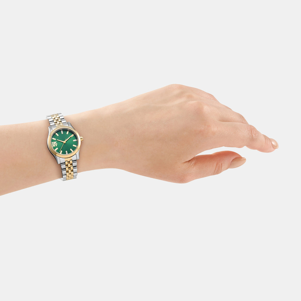 Women Quartz Green Dial Analog Stainless Steel Watch DK1L156M0095