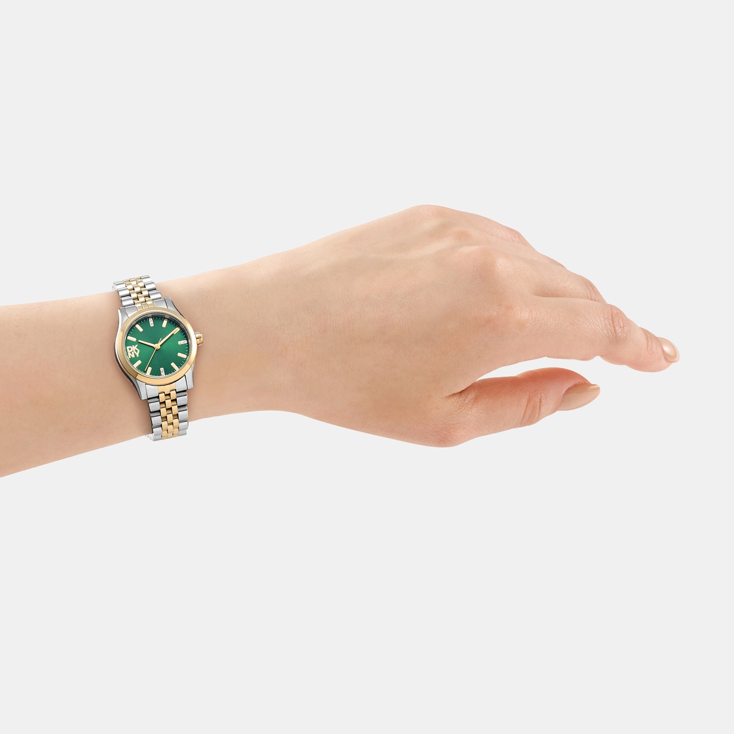 Women Quartz Green Dial Analog Stainless Steel Watch DK1L156M0095