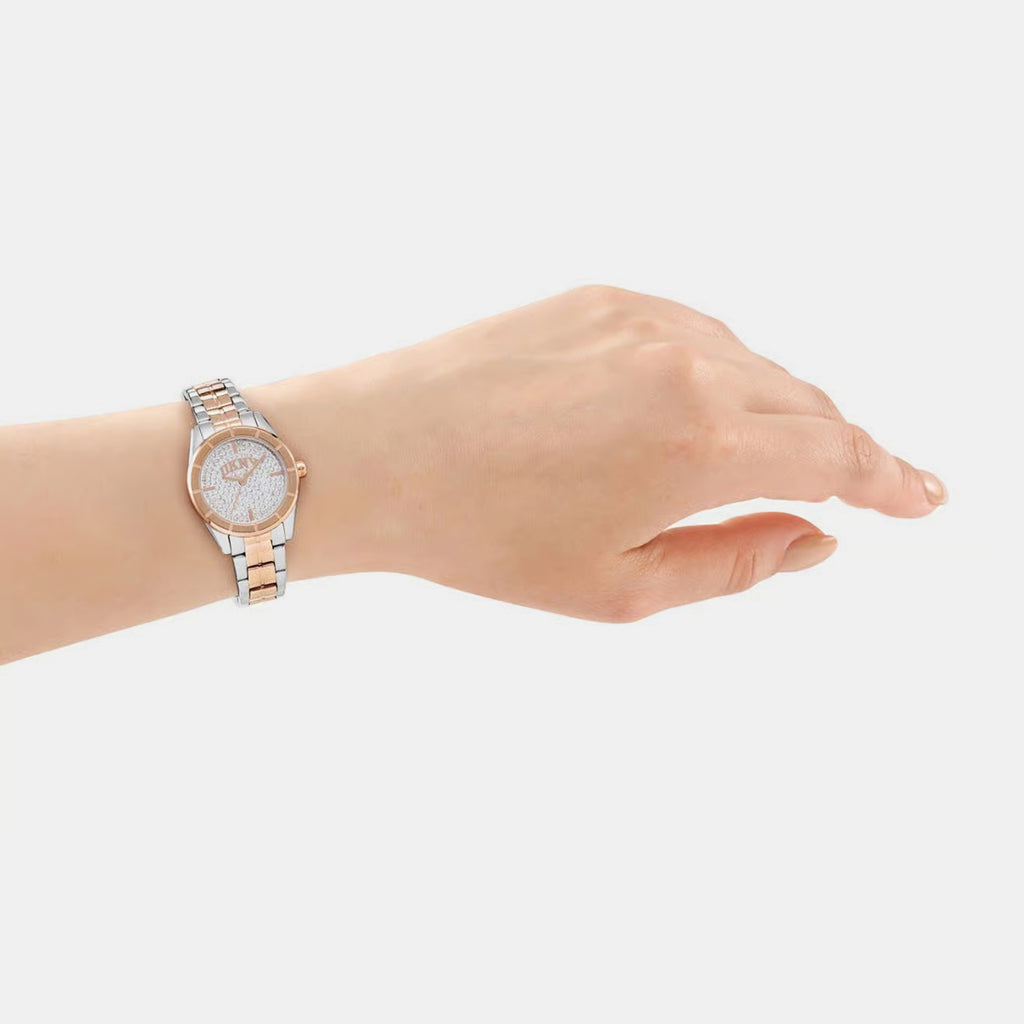 Women Quartz Silver Dial Analog Stainless Steel Watch DK1L169M0255