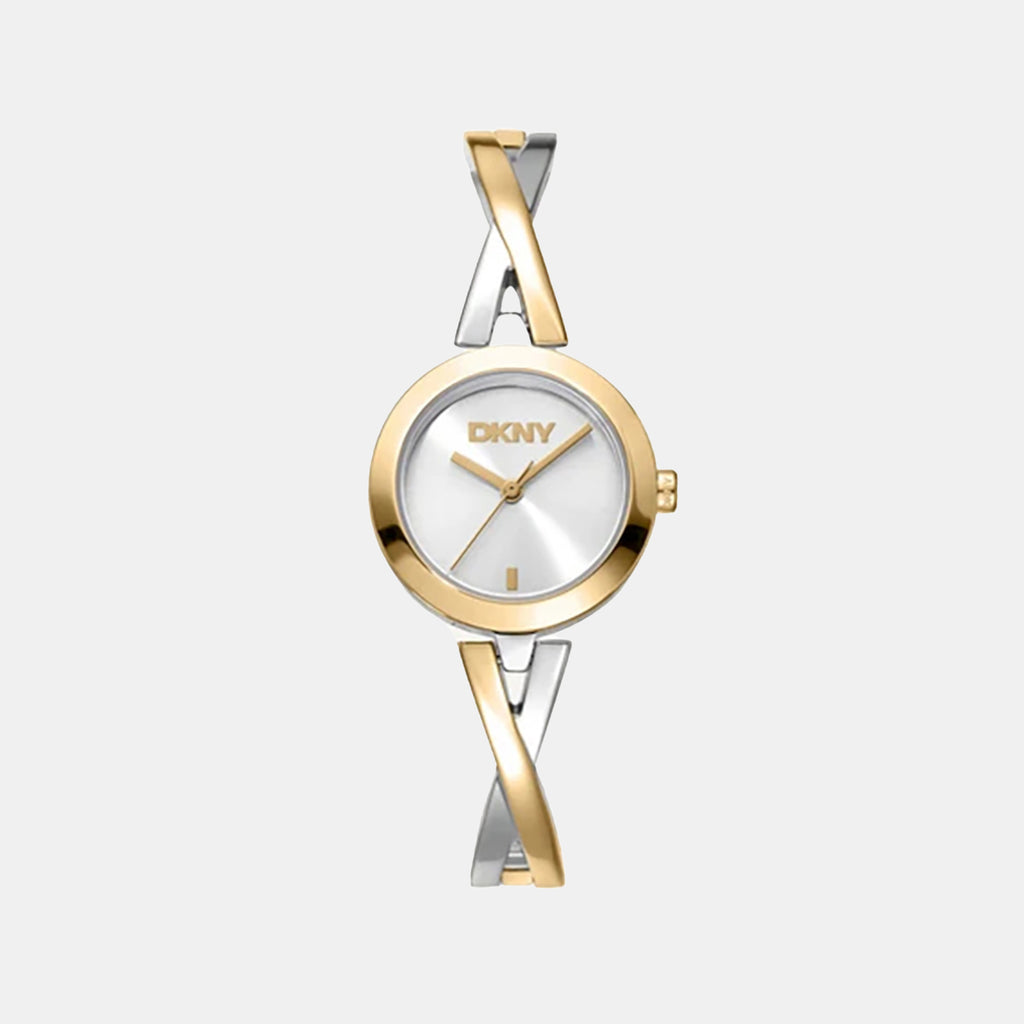 Pierced Women Quartz Silver Dial Analog Stainless Steel Watch DK1L170M0025