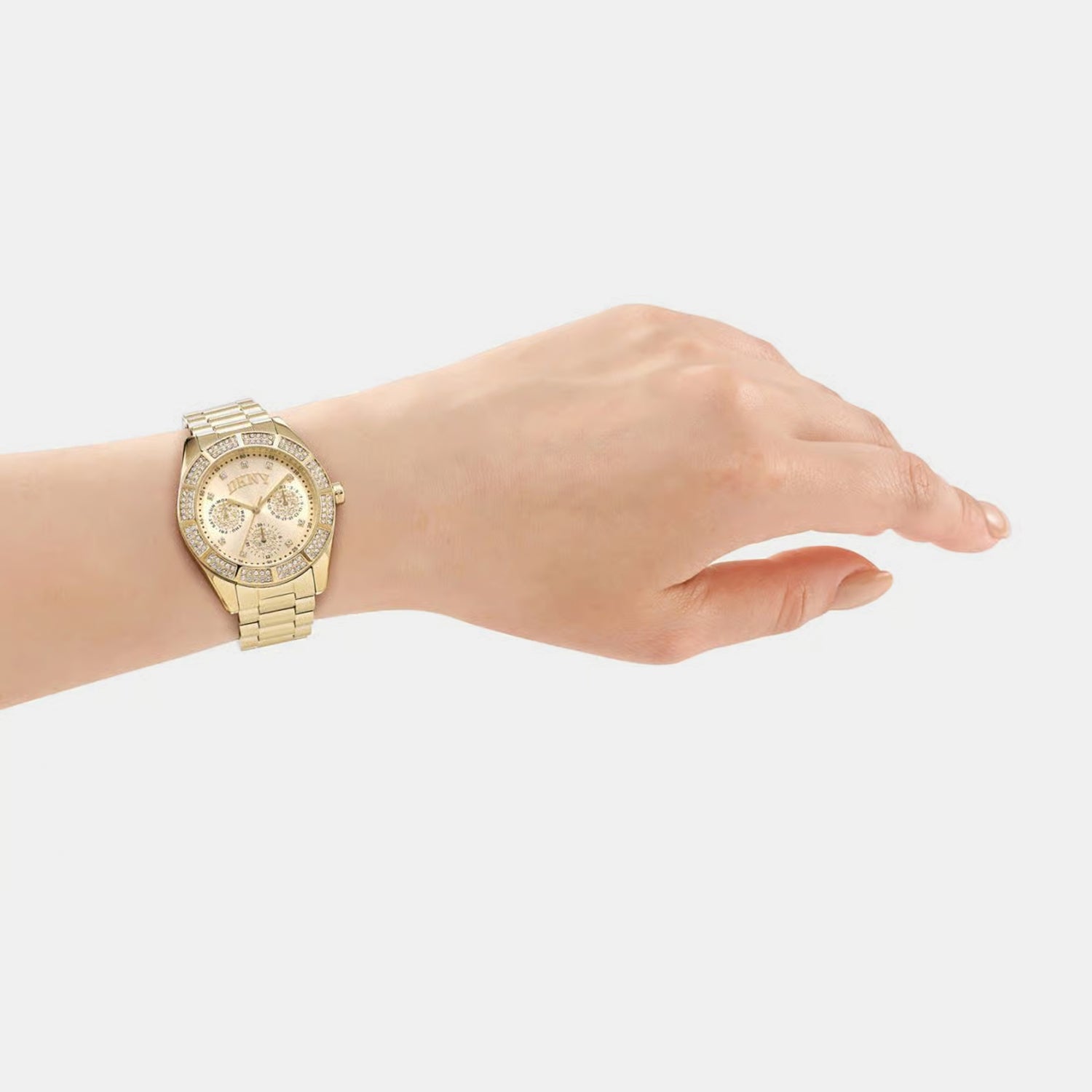 Women Quartz Gold Dial Multi-function Stainless Steel Watch DK1L171M0065