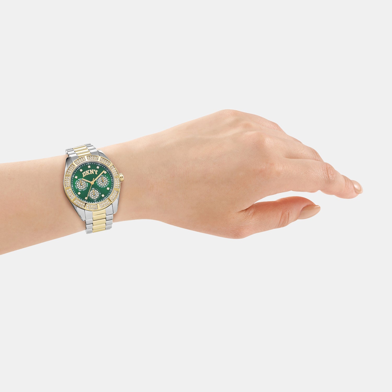 Women Quartz Green Dial Multi-Function Stainless Steel Watch DK1L171M0095
