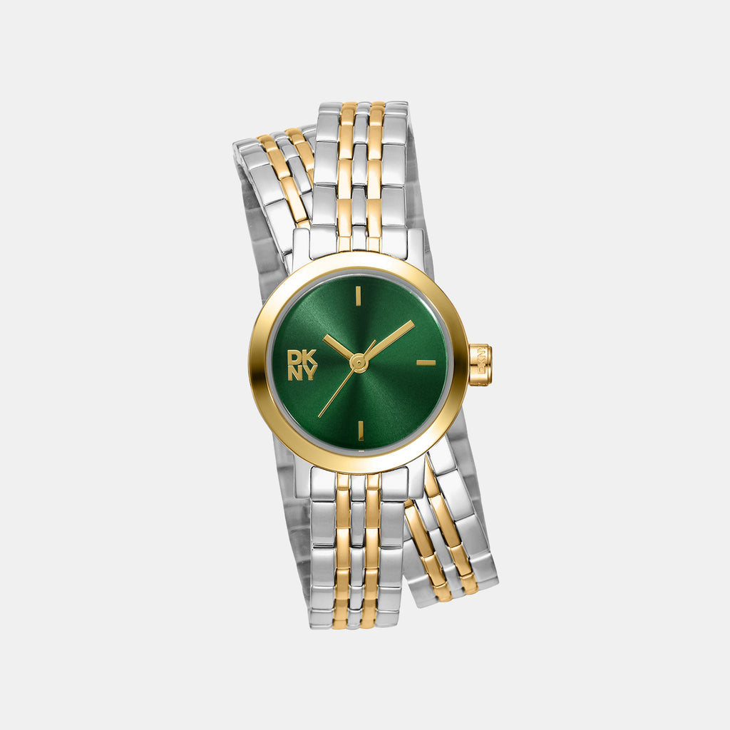 Women Quartz Green Dial Analog Stainless Steel Watch DK1L176M0075