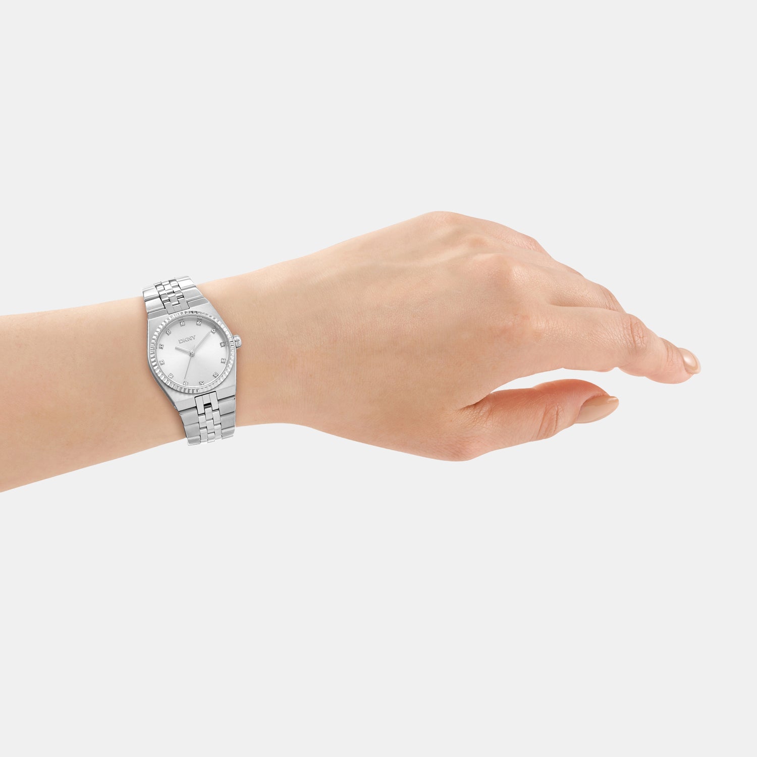 Women Quartz Silver Dial Analog Stainless Steel Watch DK1L177M0015