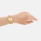 Women Quartz Gold Dial Analog Stainless Steel Watch DK1L177M0035