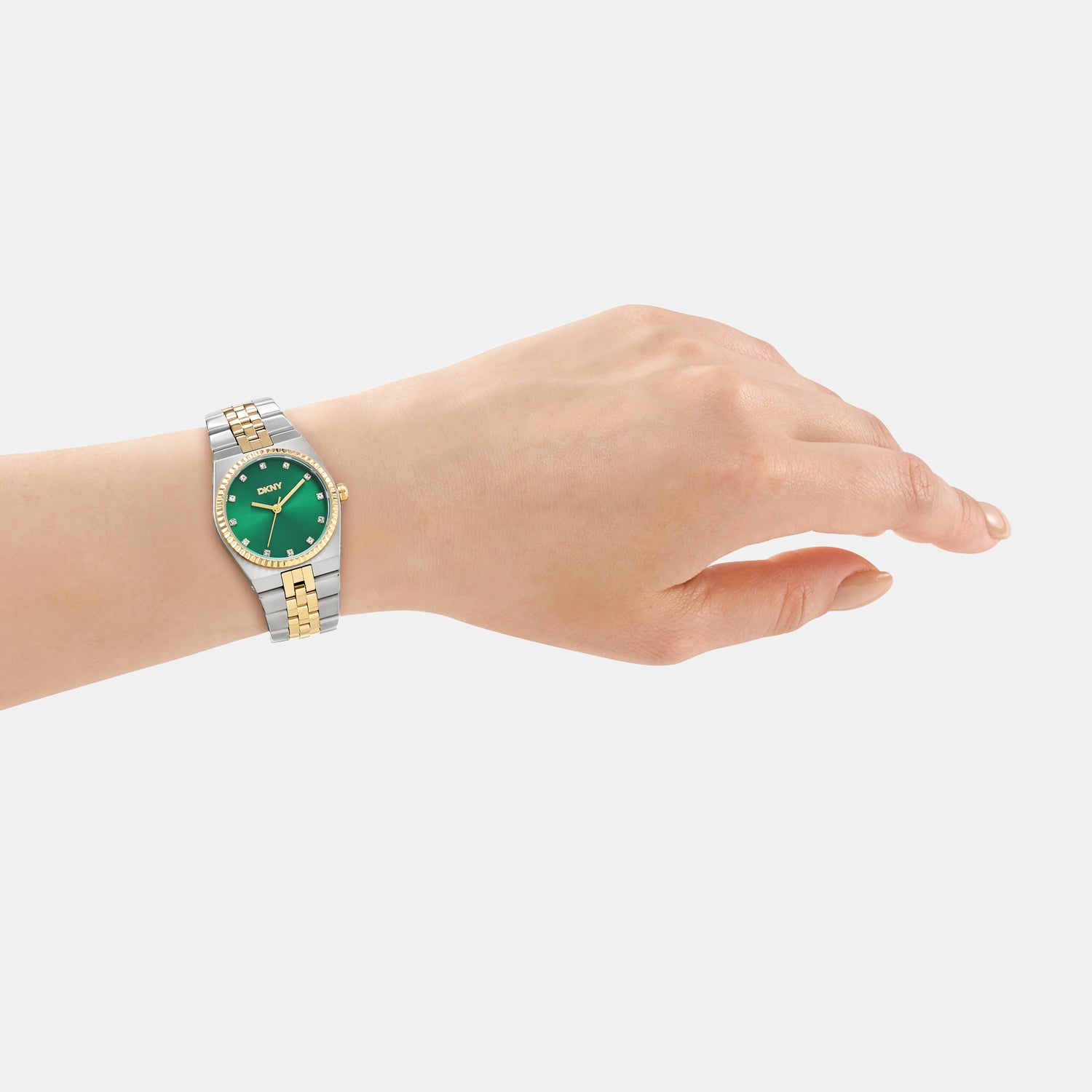 Women Quartz Green Dial Analog Stainless Steel Watch DK1L177M0065