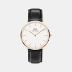 Classic Men Quartz White Dial Analog Leather Watch DW00100007K