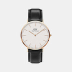 Classic Men Quartz White Dial Analog Leather Watch DW00100007