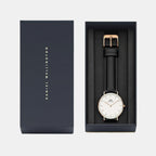 Classic Women Quartz White Dial Analog Leather Watch DW00100036