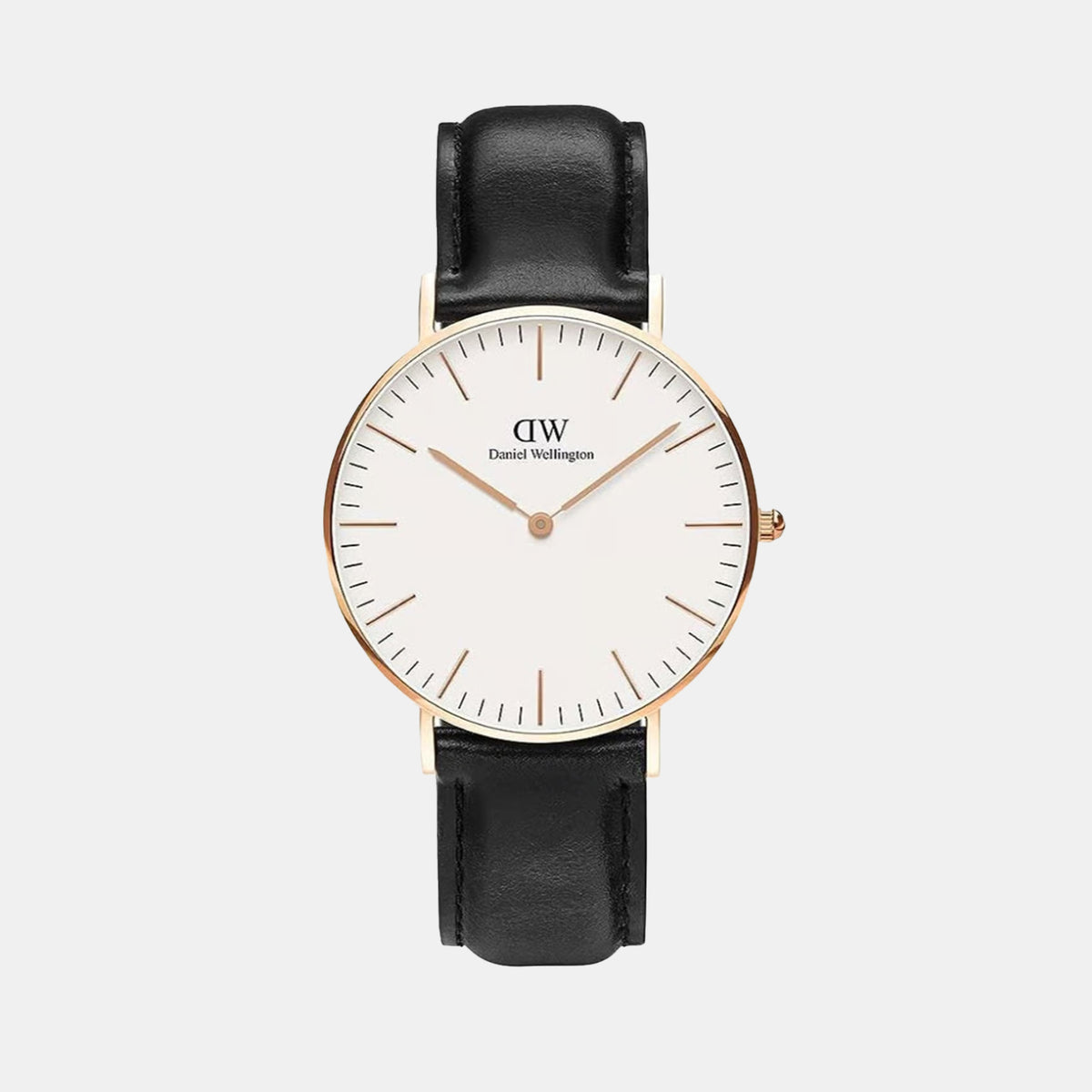 Classic Men Quartz White Dial Analog Leather Watch DW00100036