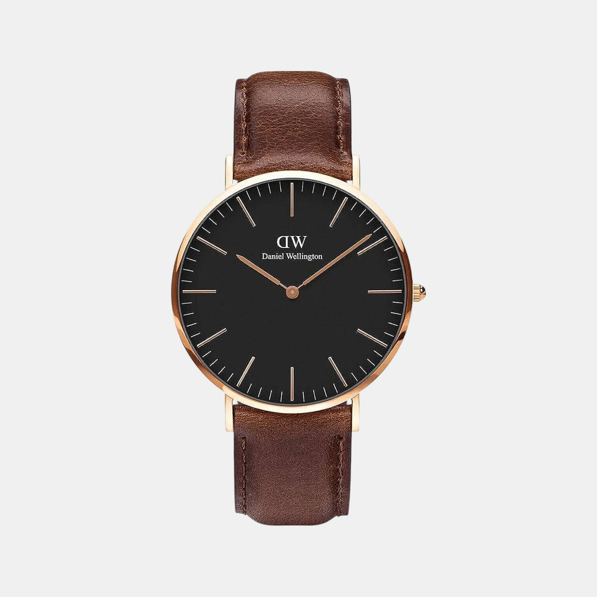 Classic Men Quartz Black Dial Analog Leather Watch DW00100125K