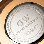 Classic Men Quartz Rose Gold Dial Analog Leather Watch DW00100127K