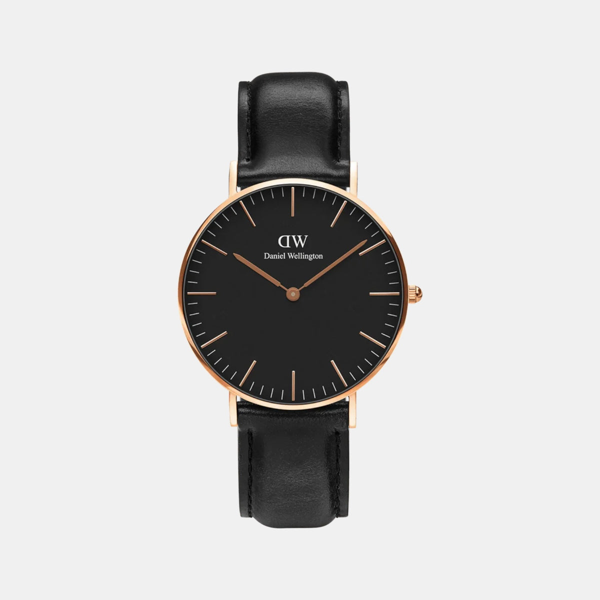 Classic Unisex Quartz Black Dial Analog Leather Watch DW00100139K