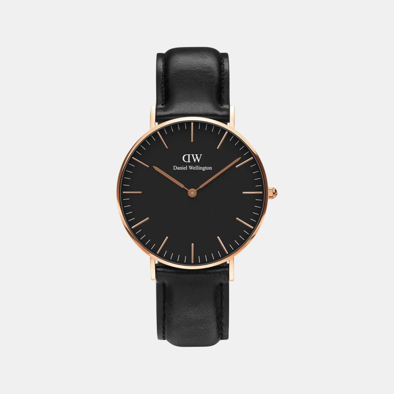 Classic Unisex Quartz Black Dial Analog Leather Watch DW00100139K