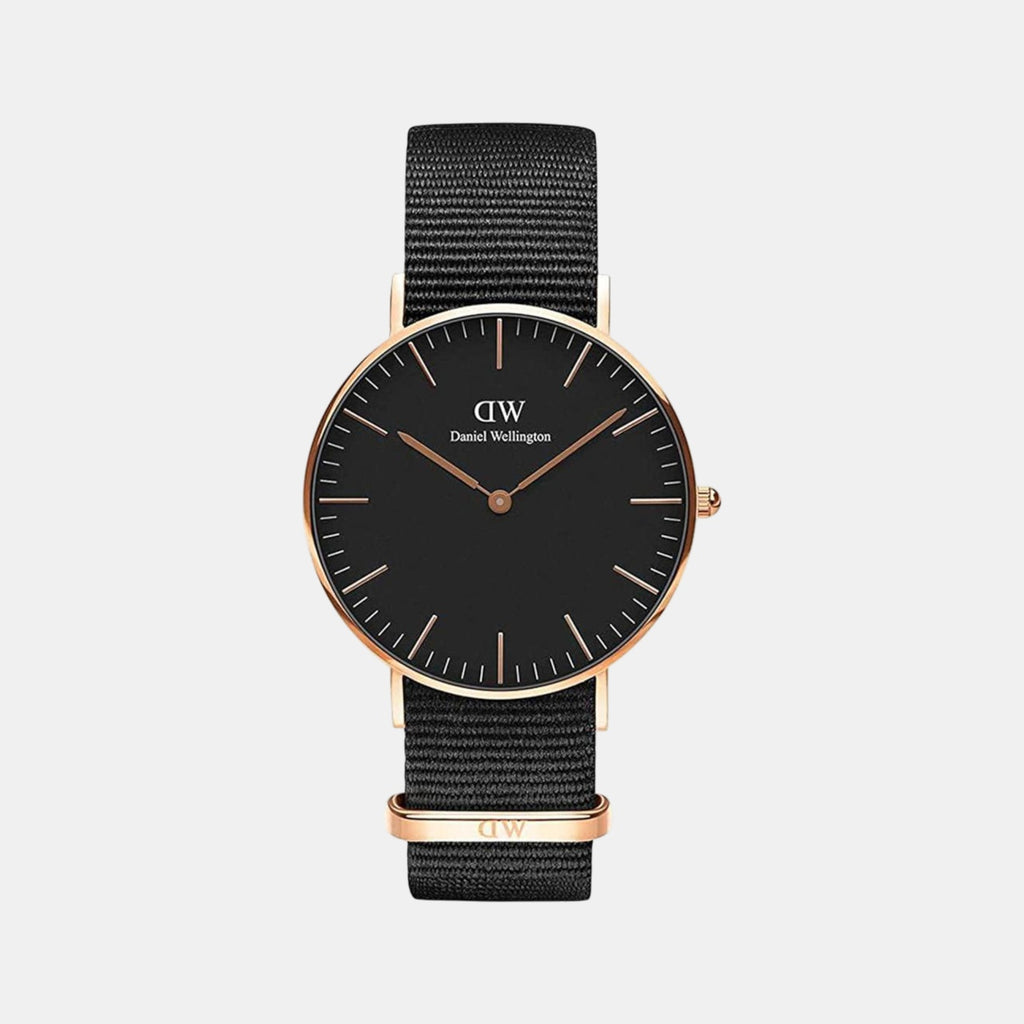 Classic Men Quartz Black Dial Analog Polyester Watch DW00100148