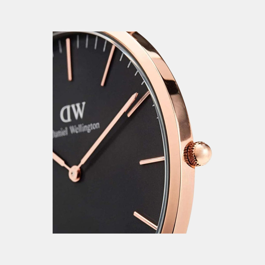 Classic Men Quartz Black Dial Analog Polyester Watch DW00100148