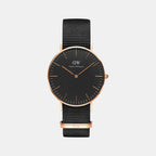 Classic Unisex Quartz Black Dial Analog Polyester Watch DW00100150