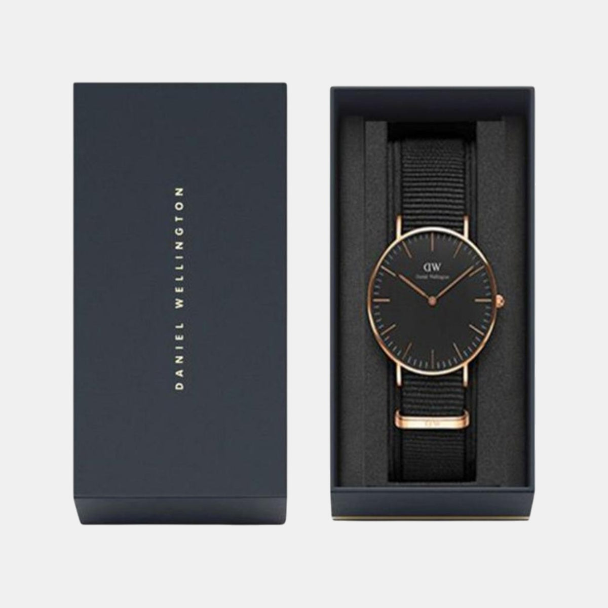 Classic Unisex Quartz Black Dial Analog Leather Watch DW00100150