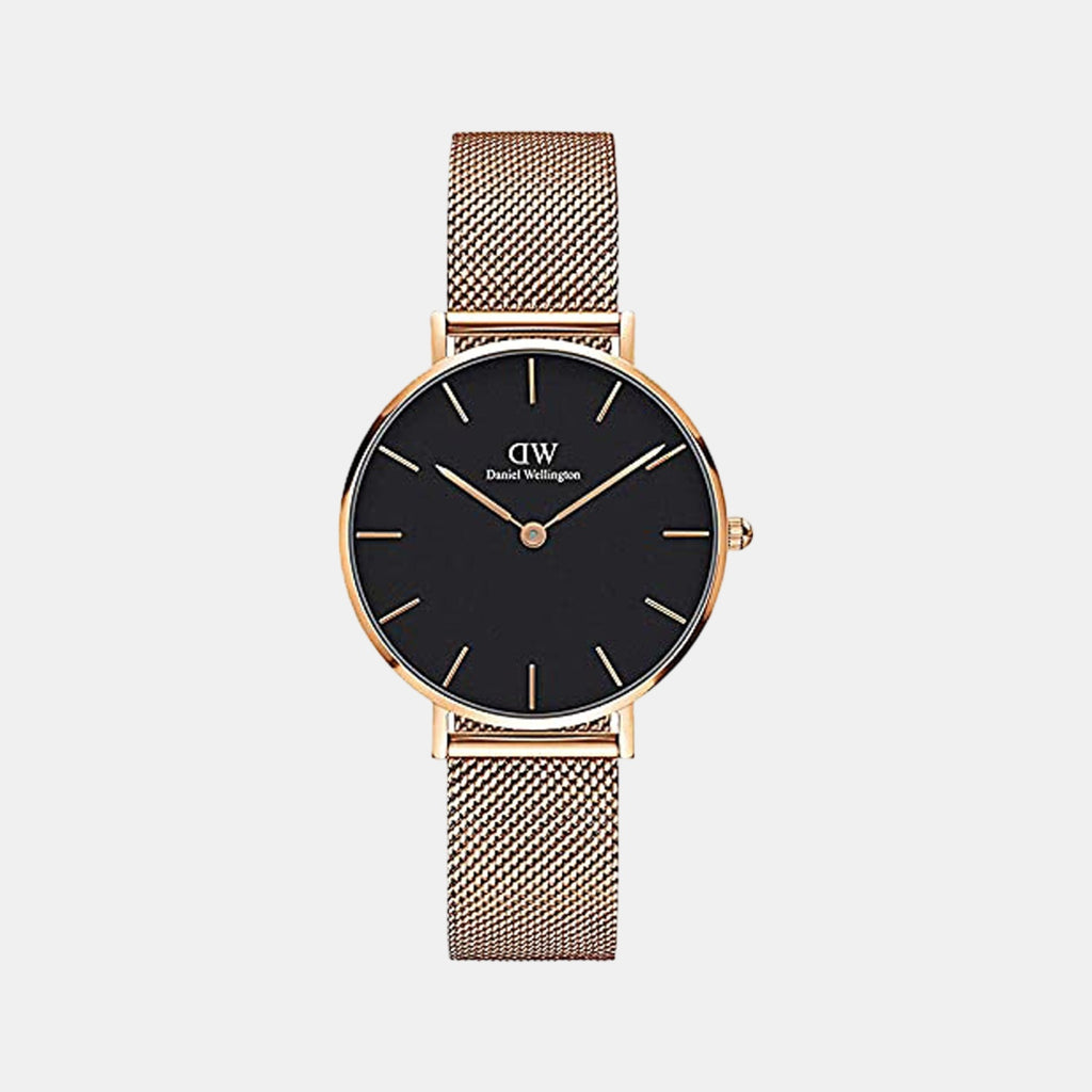 Petite Women Quartz Black Dial Analog Mesh Watch DW00100161K