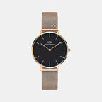 Petite Women Quartz Black Dial Analog Mesh Watch DW00100161K
