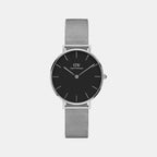 Petite Women Quartz Black Dial Analog Stainless Steel Watch DW00100162