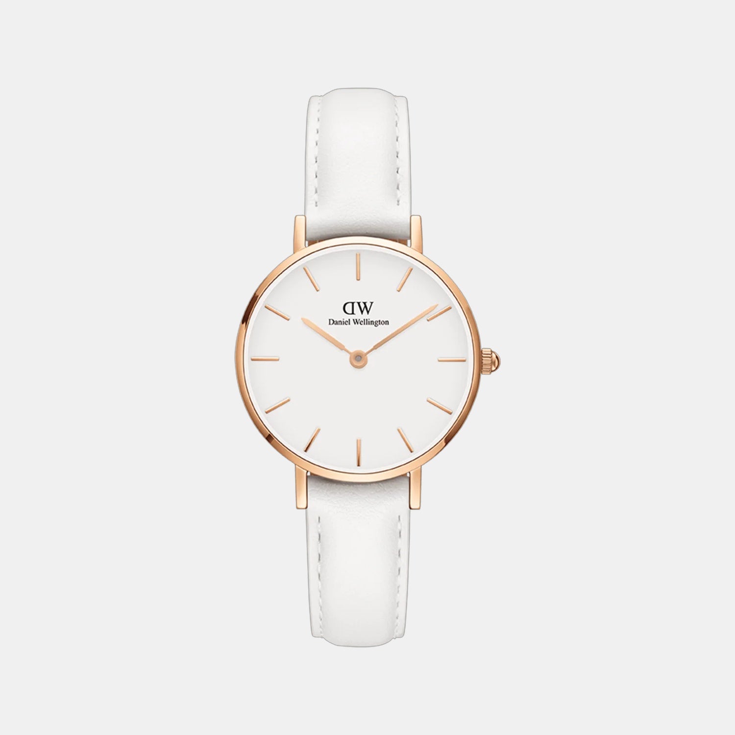 Petite Women Quartz White Dial Analog Leather Watch DW00100189