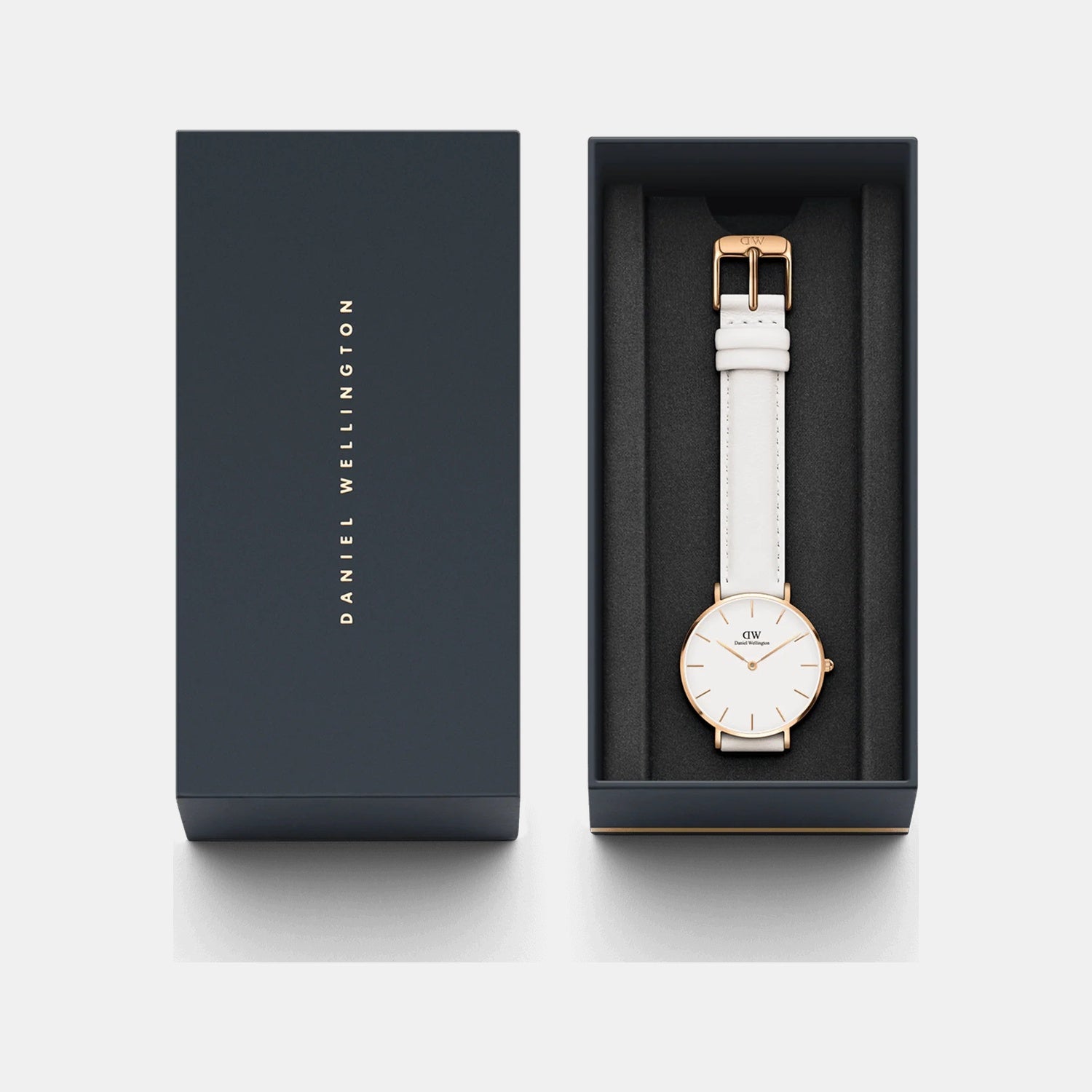 Petite Women Quartz White Dial Analog Leather Watch DW00100189