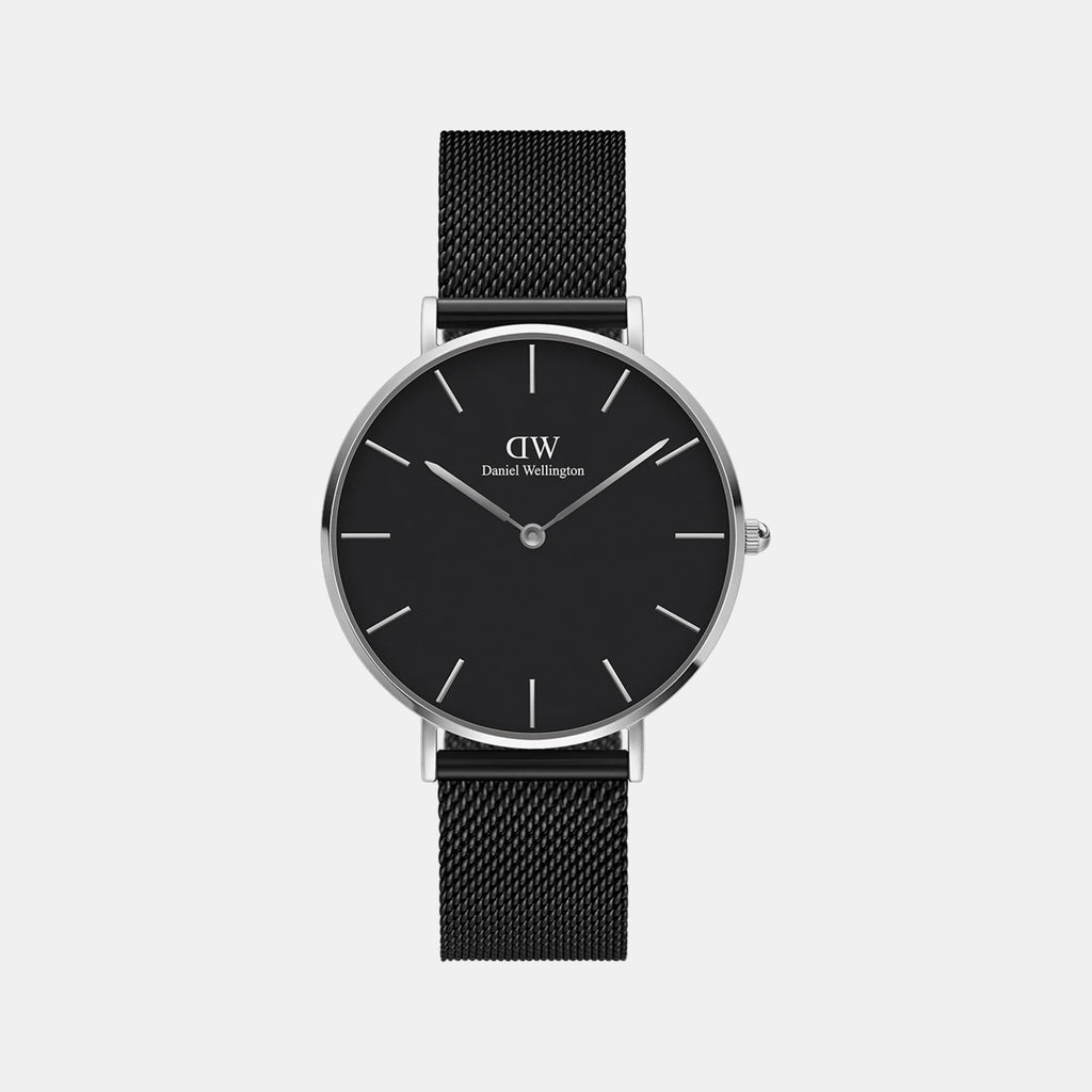 Petite Women Quartz Black Dial Analog Stainless Steel Watch DW00100202