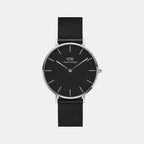 Petite Women Quartz Black Dial Analog Stainless Steel Watch DW00100202