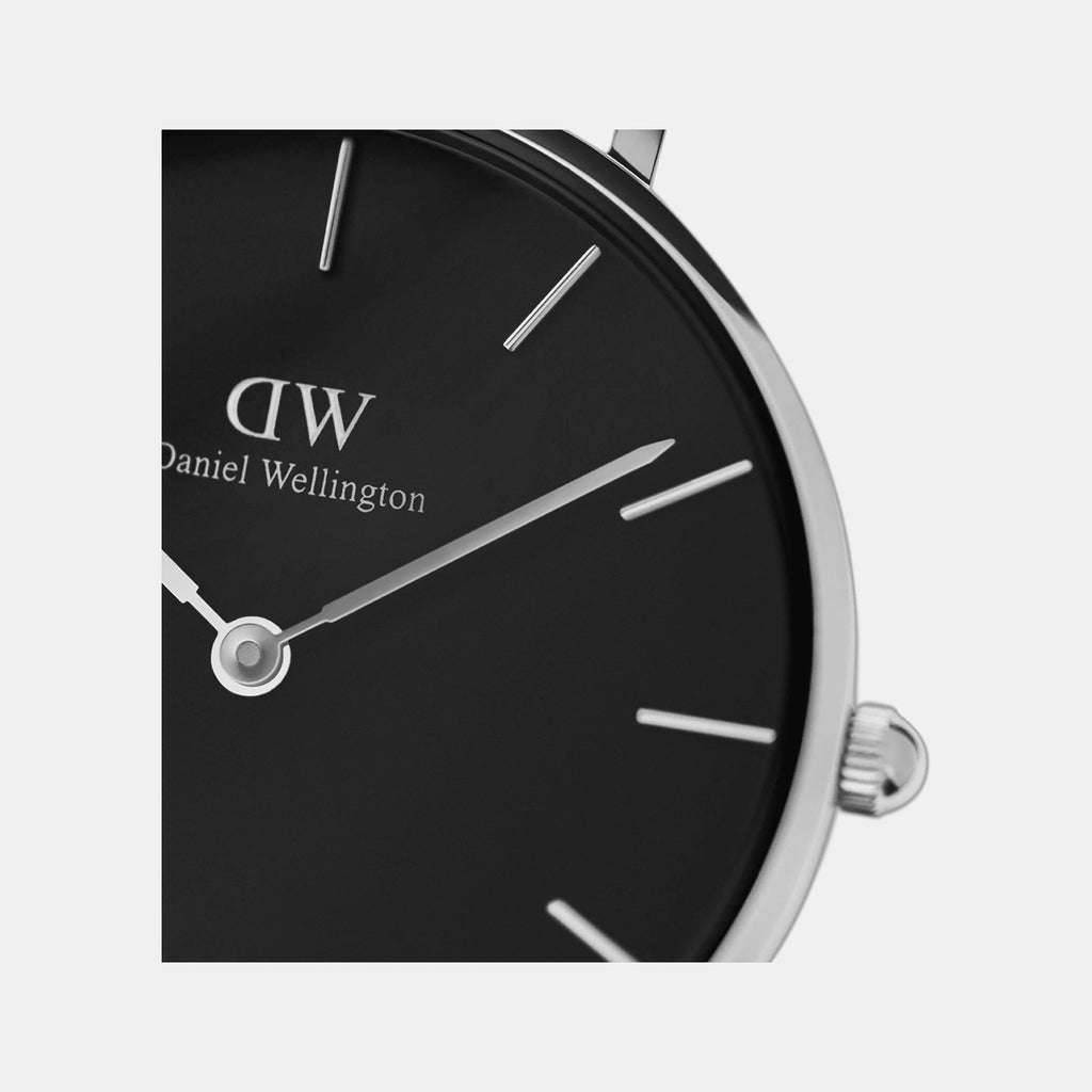 Petite Women Quartz Black Dial Analog Stainless Steel Watch DW00100202