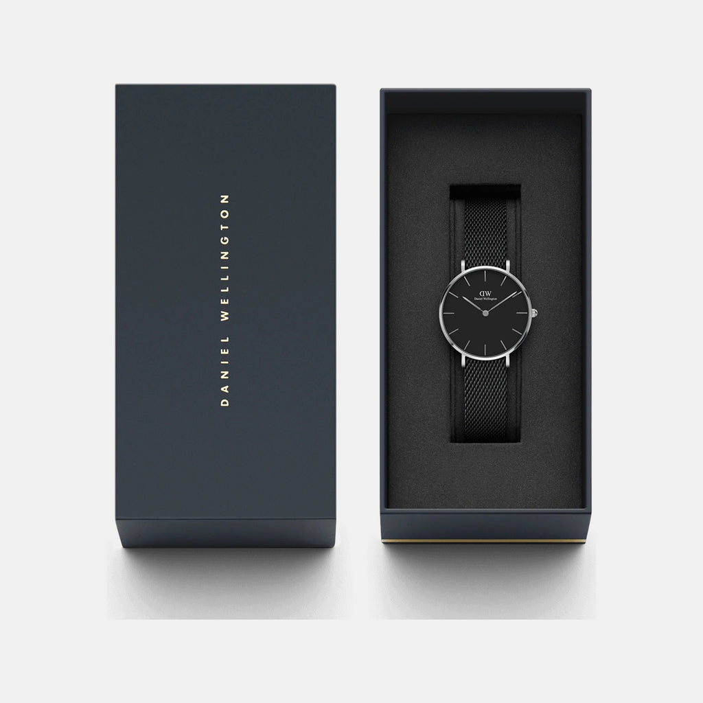 Petite Women Quartz Black Dial Analog Stainless Steel Watch DW00100202