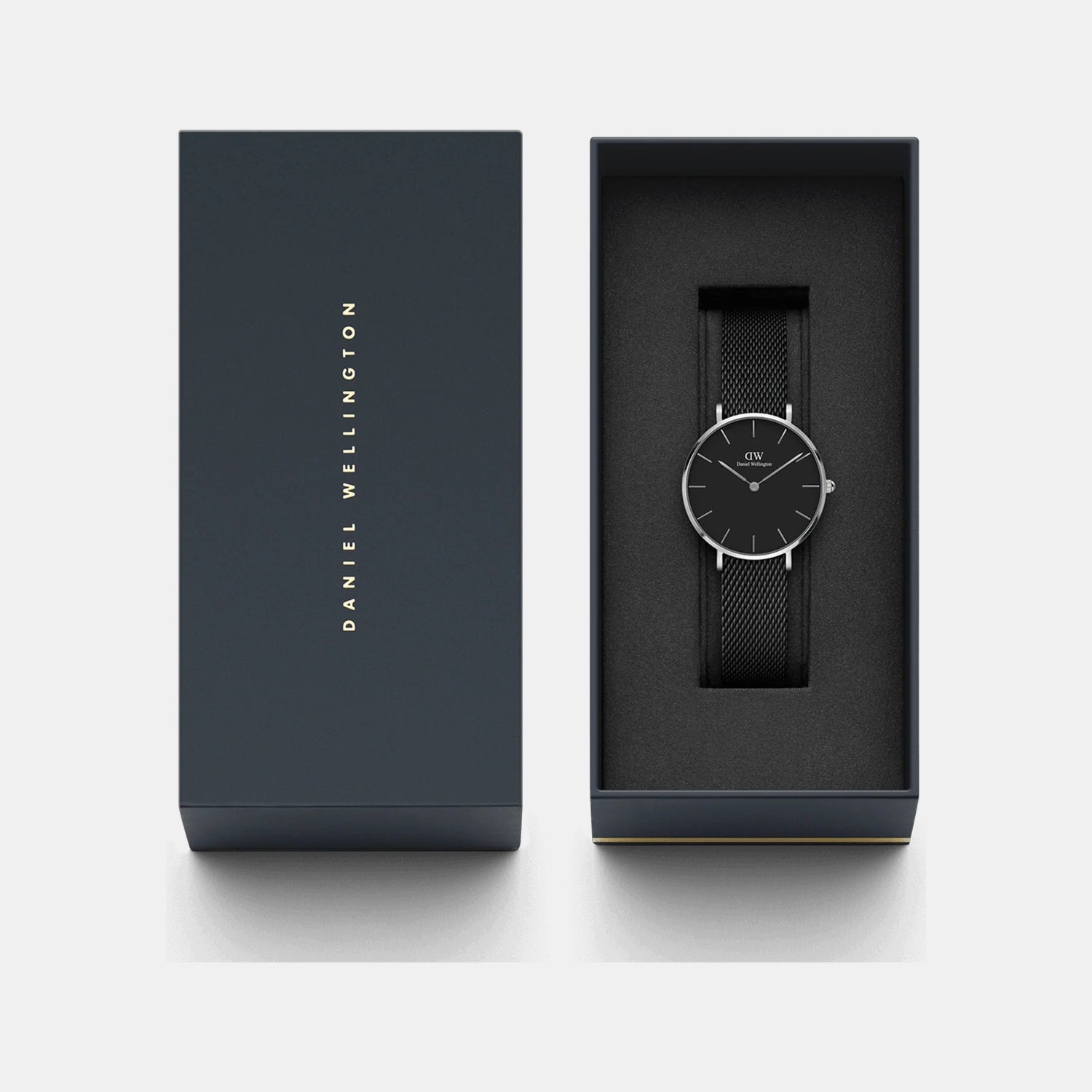 Petite Women Quartz Black Dial Analog Stainless Steel Watch DW00100202