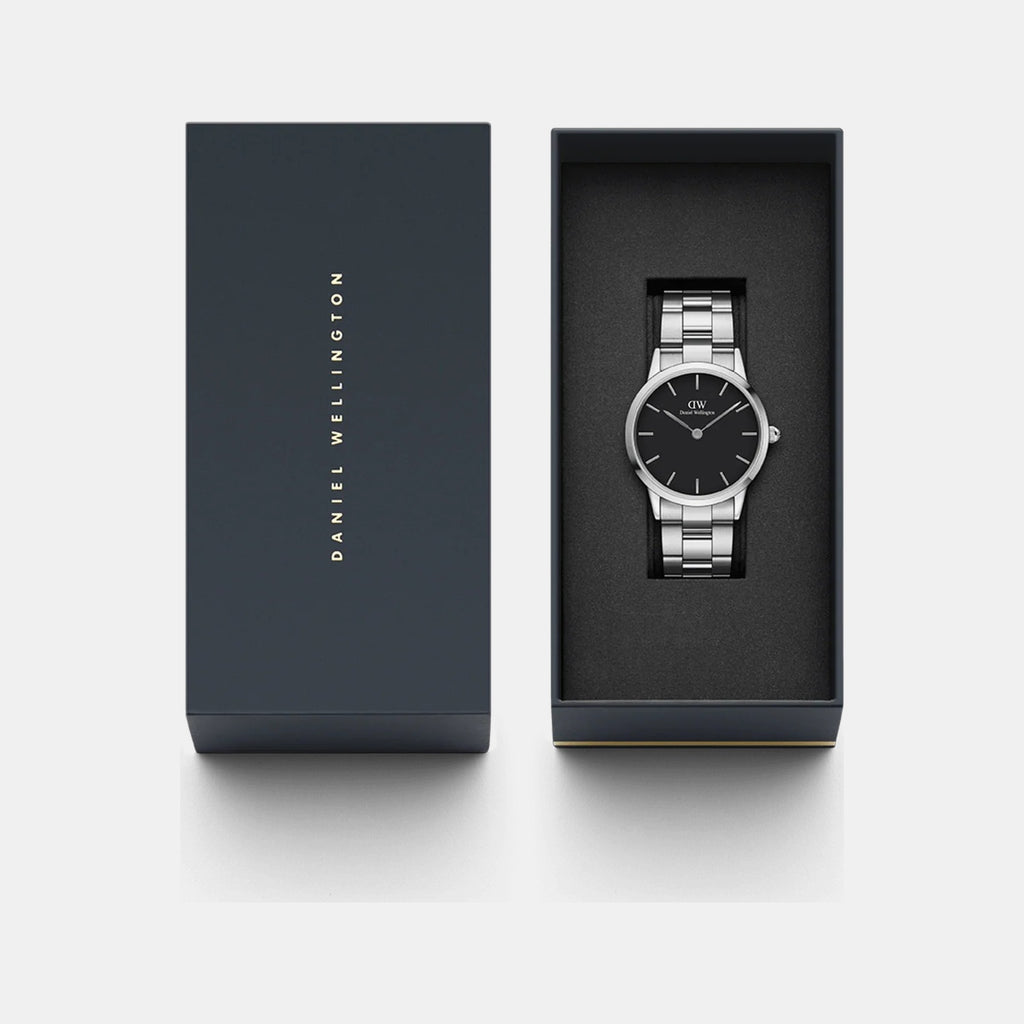 Iconic Women Quartz Black Dial Analog Stainless Steel Watch DW00100206